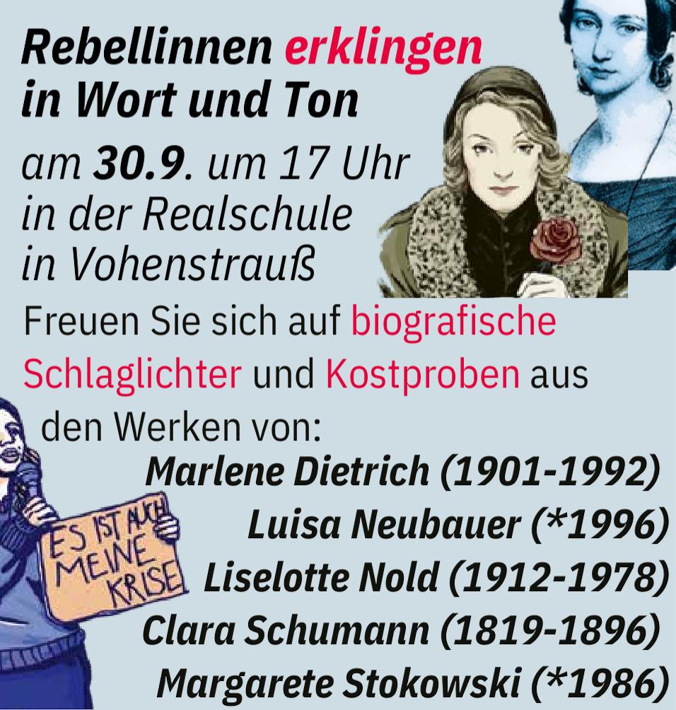 Rebellinnen erklingen - am 30.9. um 17 Uhr in der Realschule